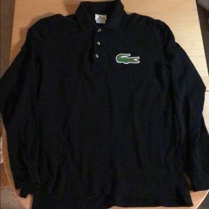 LACOSTE “big croc” black long sleeve polo
